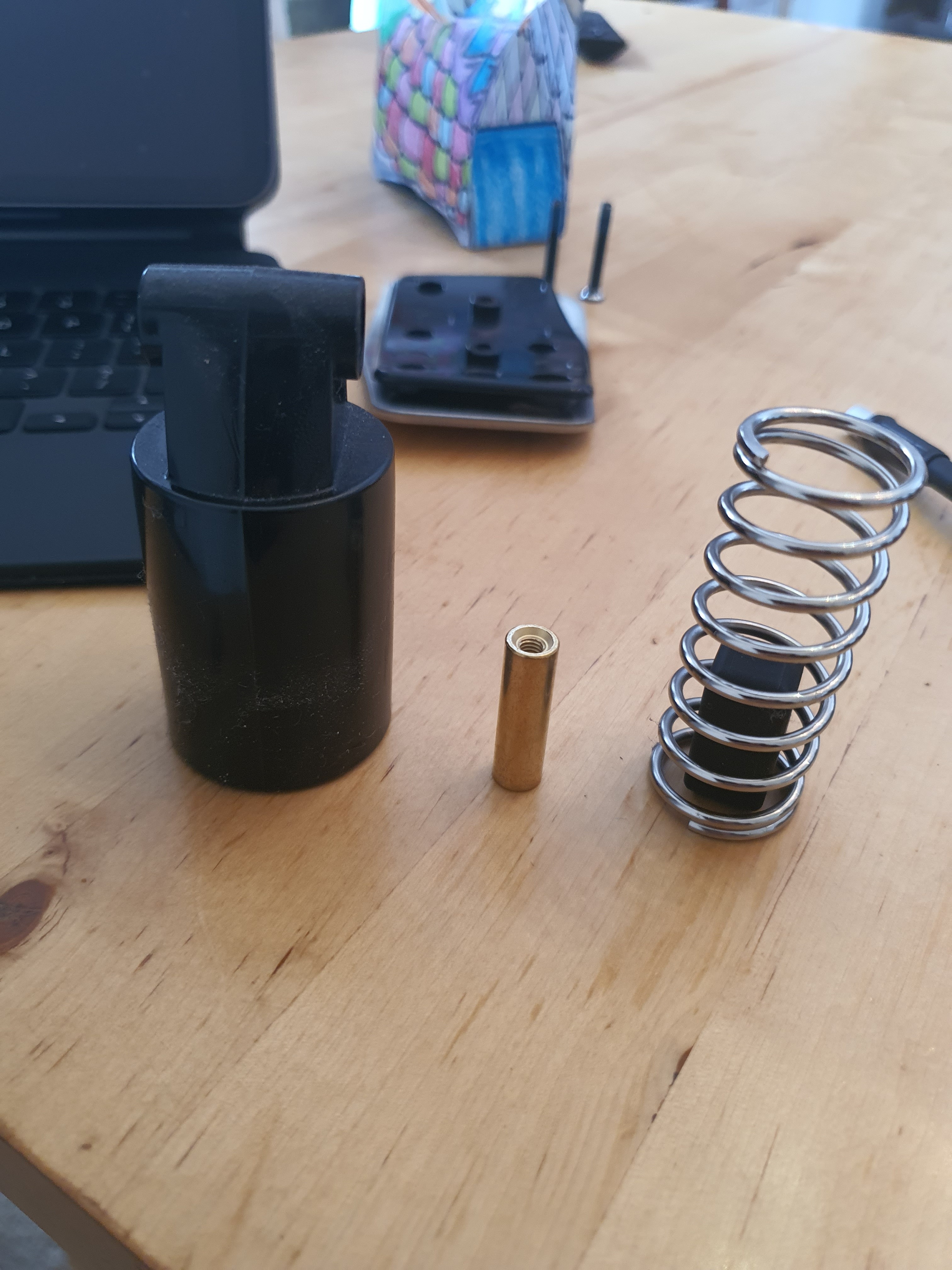 The spring and rubber from the pedal set