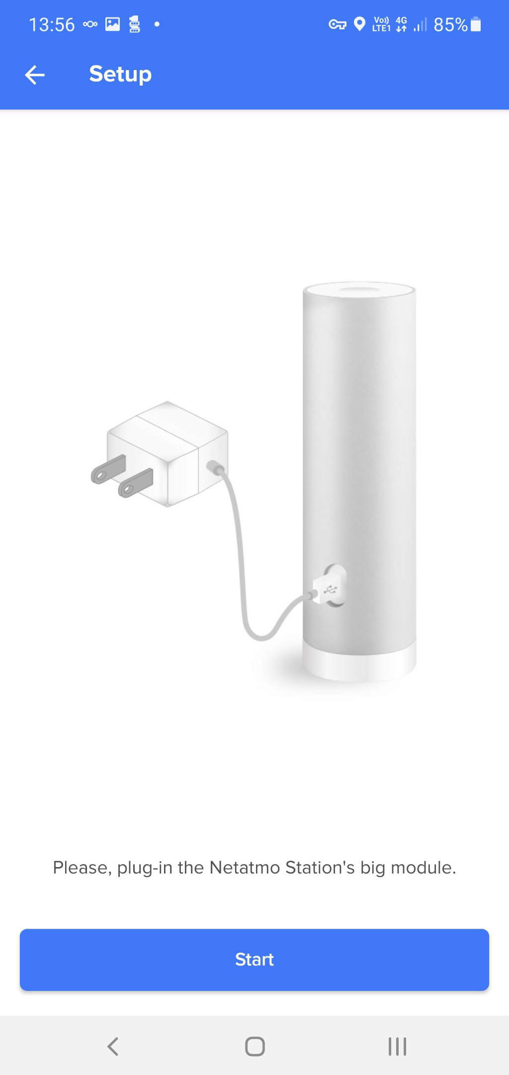 Screenshot of the Netatmo Setup screen