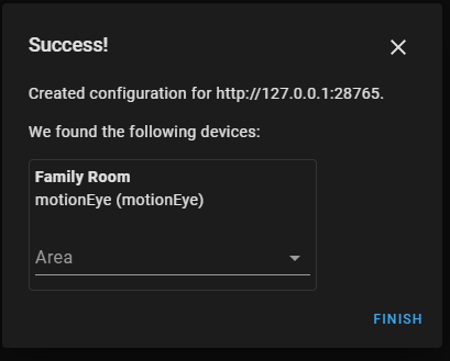 Motioneye successfully connected to Home Assistant