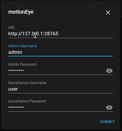 Setting up motioneye integration in Home Assistant